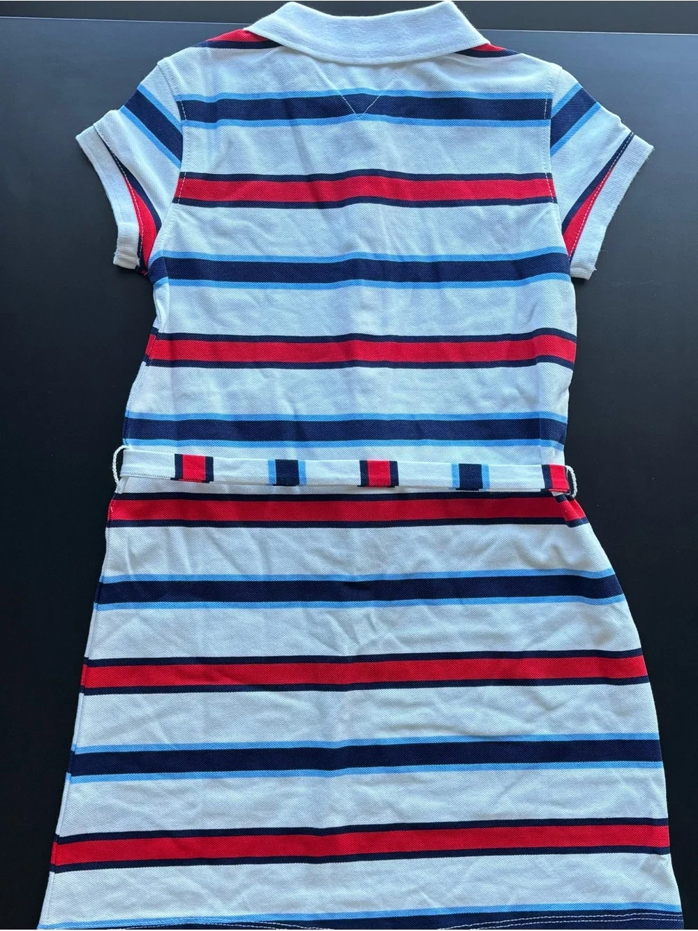 New Tommy Hilfiger Girls 6 Polo Dress Striped Uniform White Red Blue